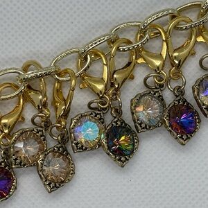 Set of 12 Stitch Markers - Decorative - Gold Tone With Metal Jewels